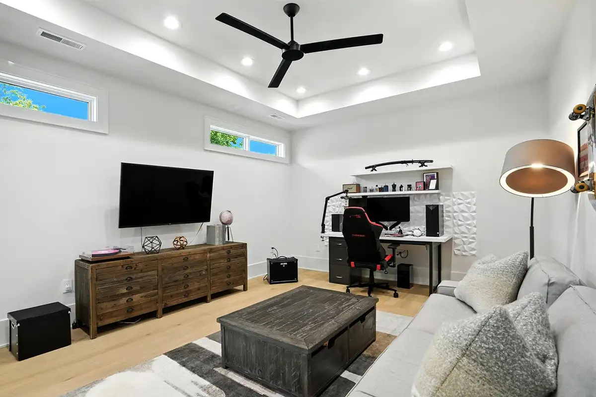 Media/recreation room of 1200 Jossie Lane.