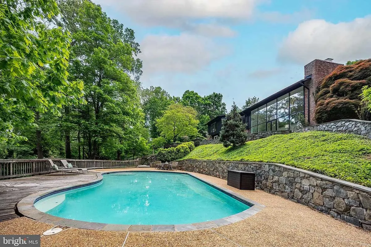 house overlooking in-ground pool