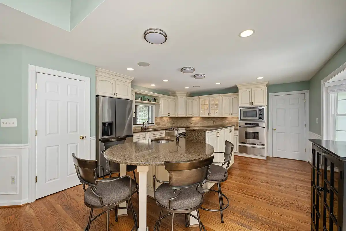 renovated kitchen with extended island