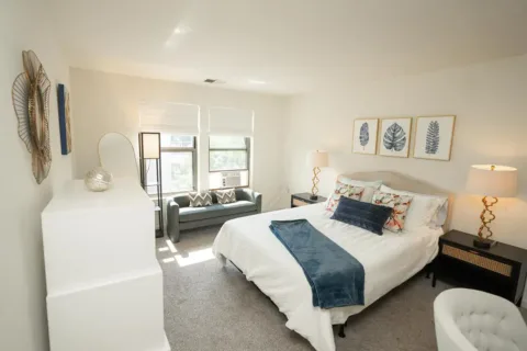 A bedroom that was decorated by a Wider Circle's Home Reimagined makeover event