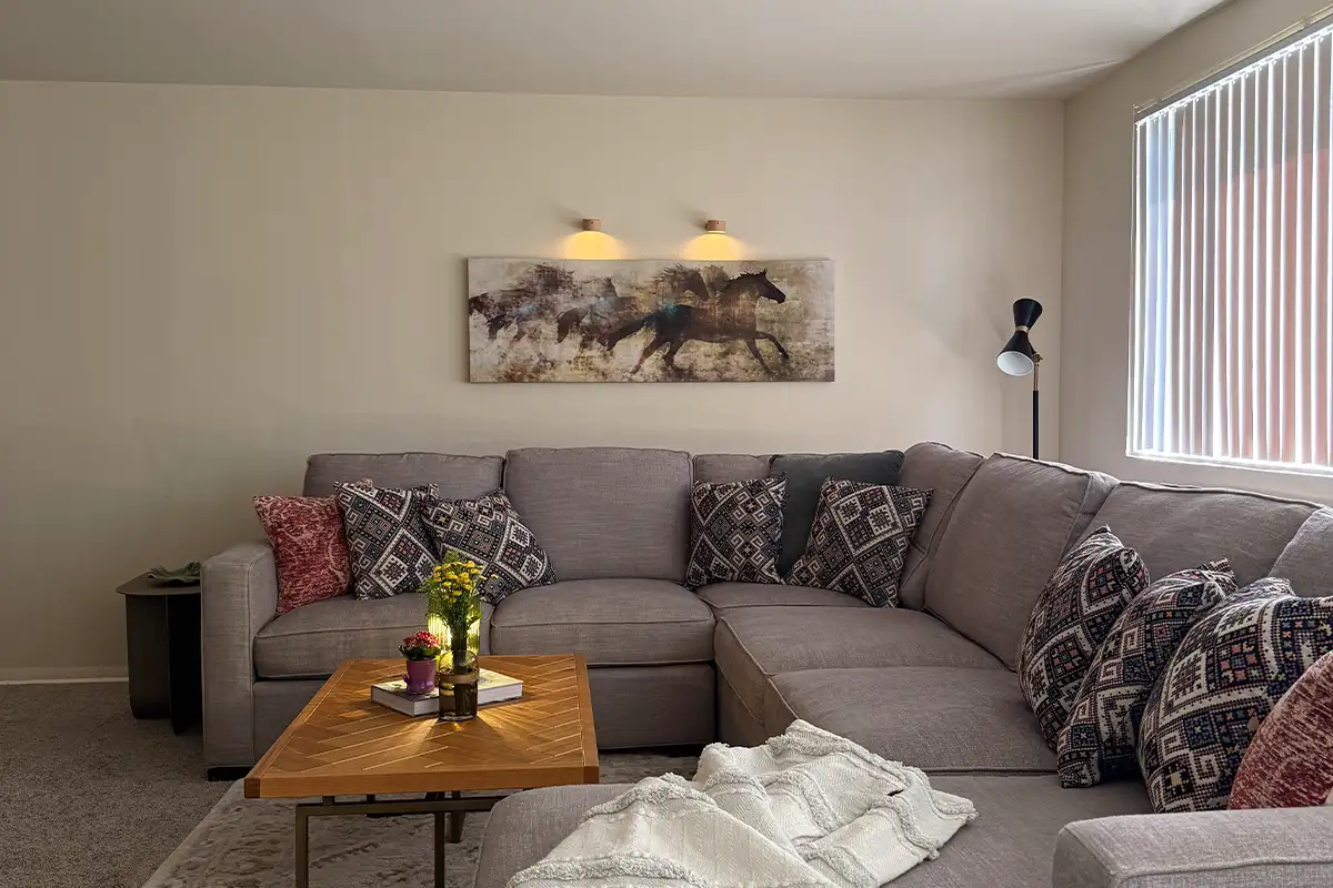 a living room furnished by A Wider Circle