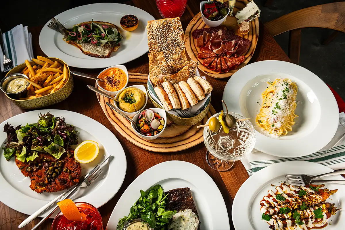 food on dishes on a table at Cafe Monet
