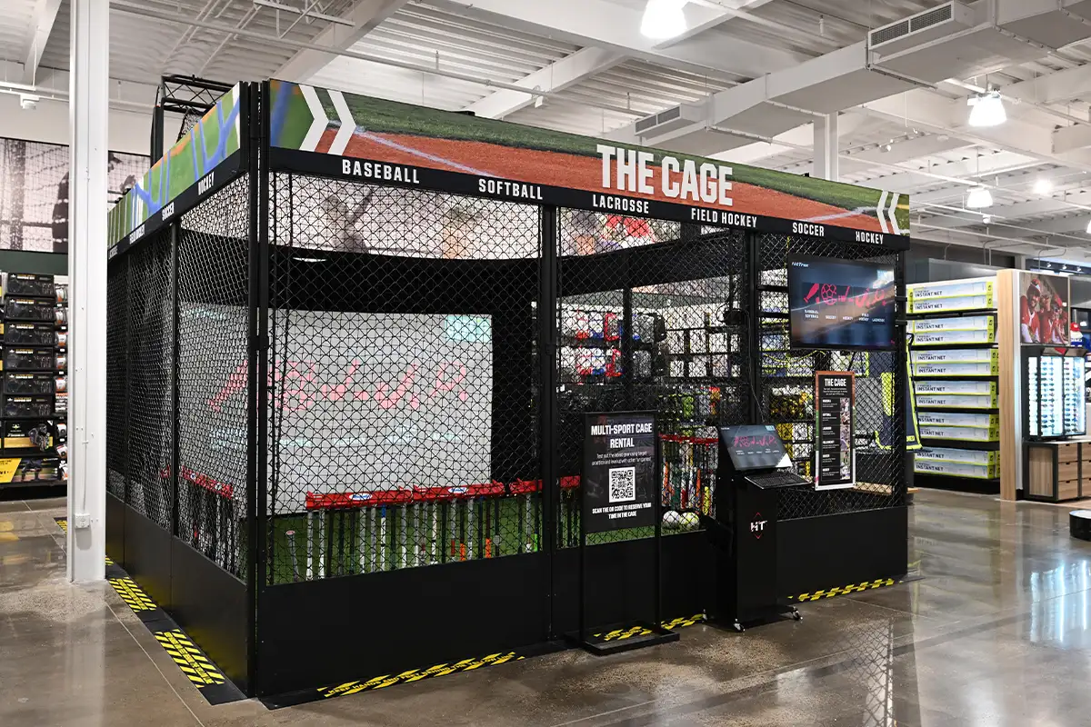 the batting cage at the Dick's House of Sport