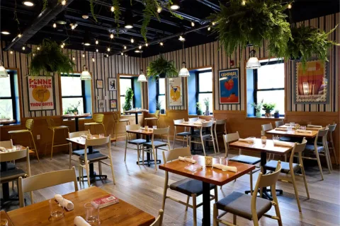 the interior of Hanks Pasta Bar in Old Town Alexandria