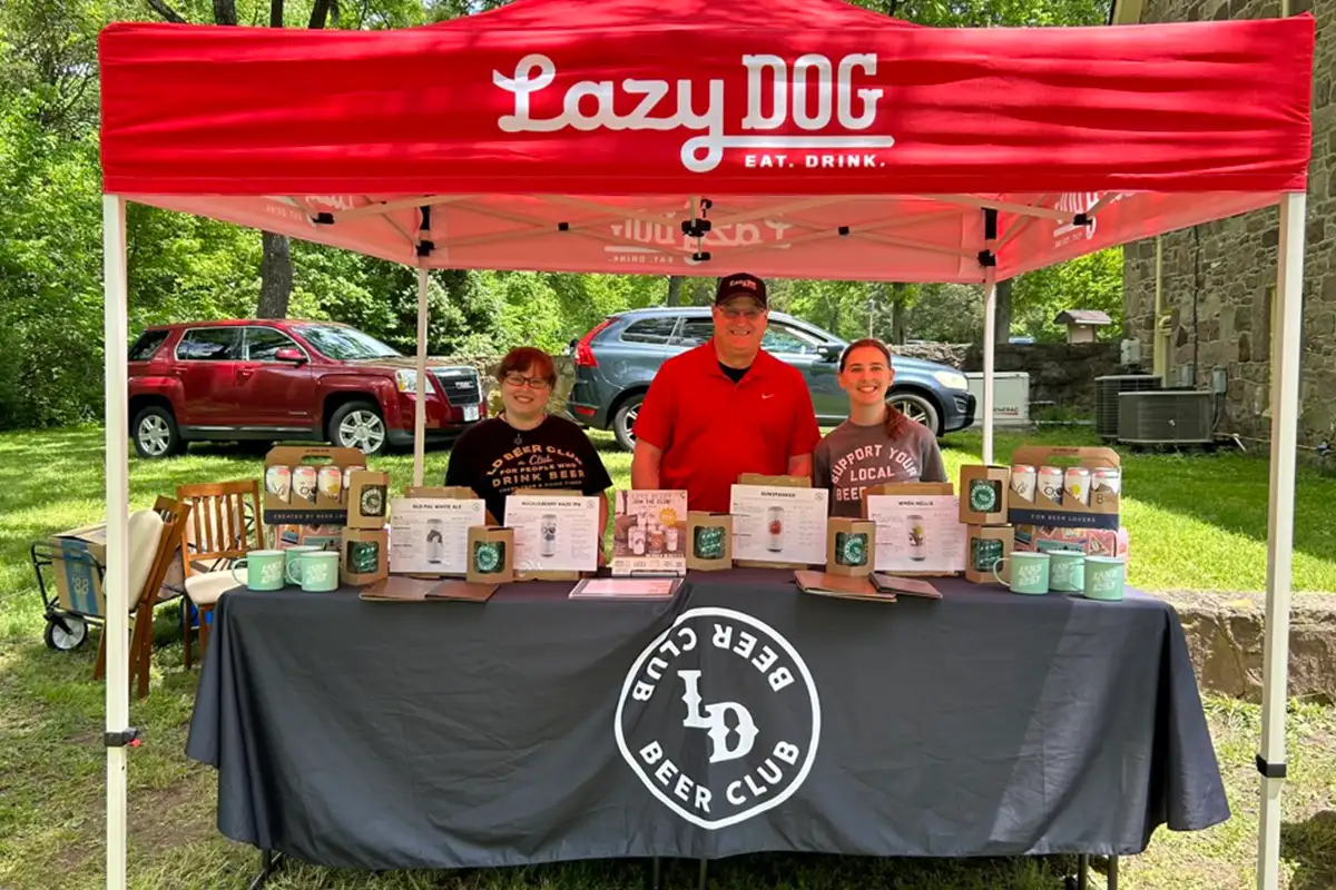 the Lazy Dog booth at Park and Bark at e Ellanor C. Lawrence Park 
