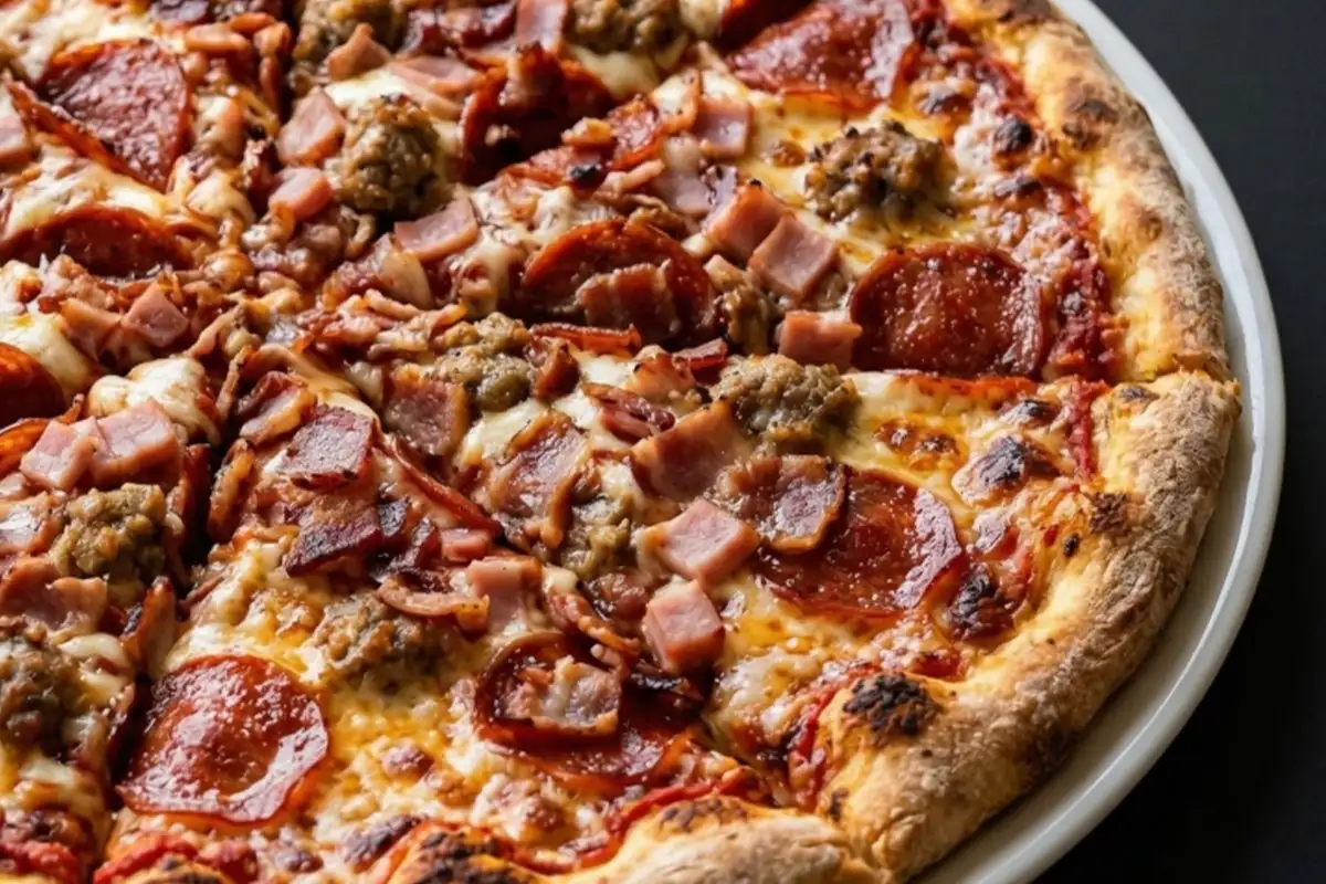a meat pizza at Zesto Pizza