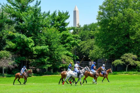 polo game with washington monument in background