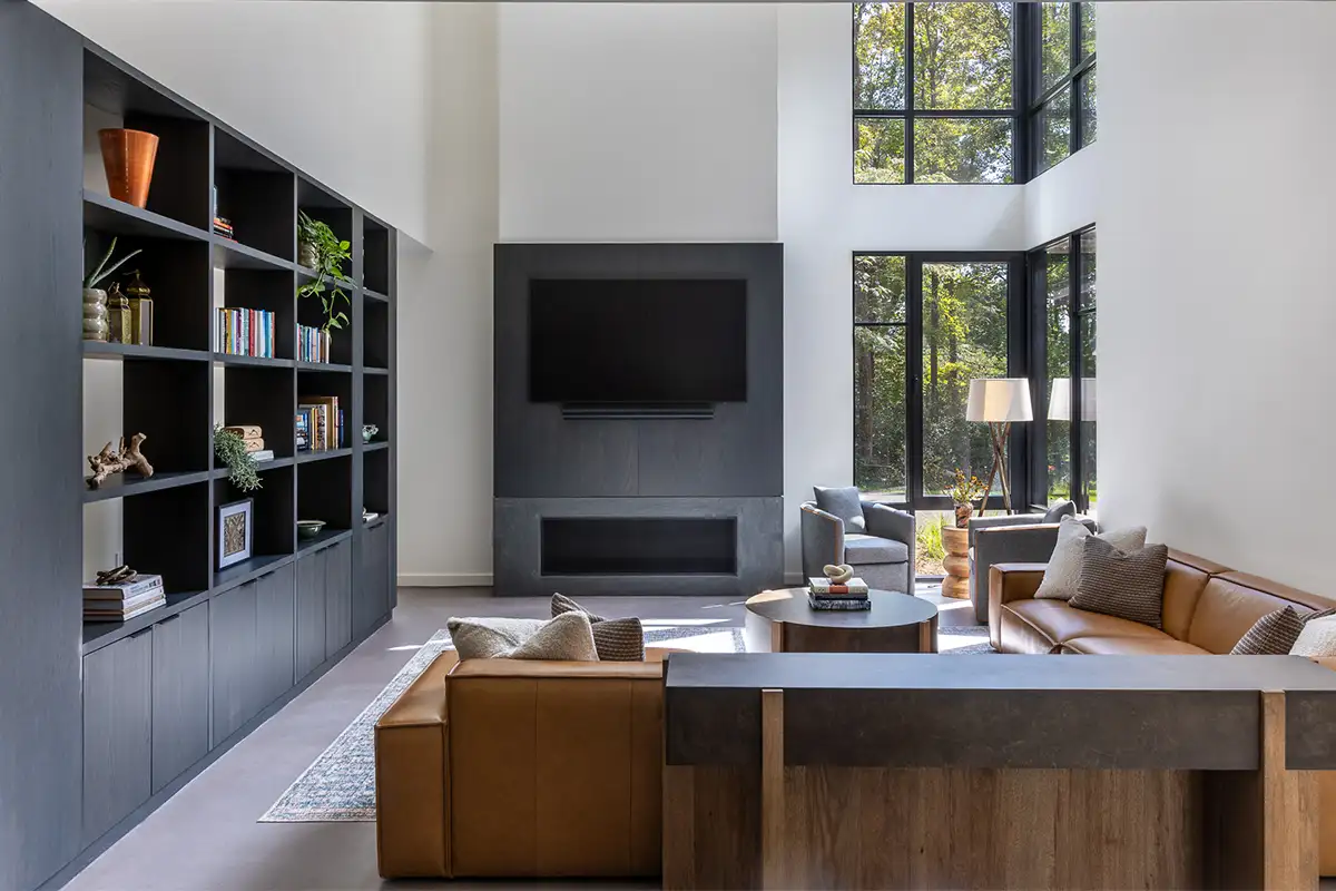 After photo, living room interior of Alexandria home