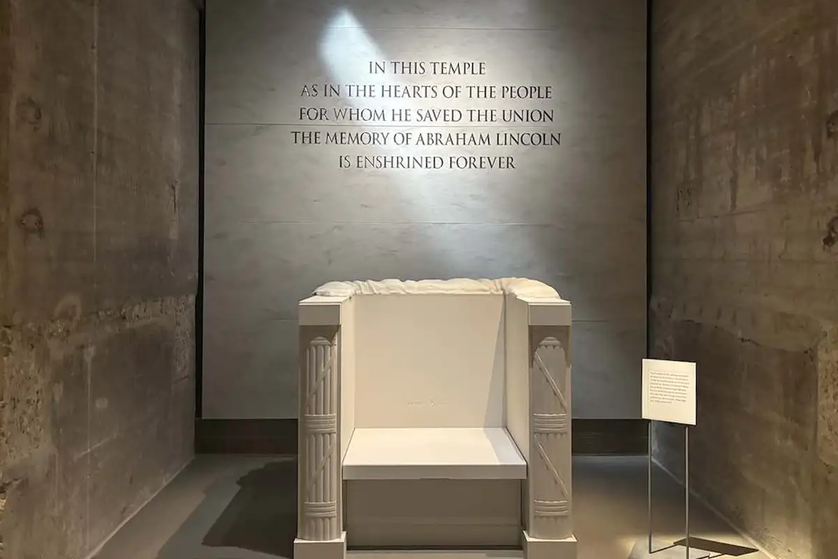 Miniature replica of the chair used for the statue of Abraham Lincoln at the Lincoln Memorial Undercroft Museum