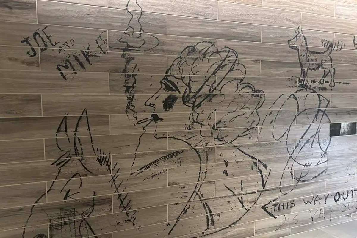 Replica of graffiti done by the workers of the Lincoln Memorial at the Lincoln Memorial Undercroft Museum