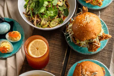 Food on a table from Little Birdie in Alexandria