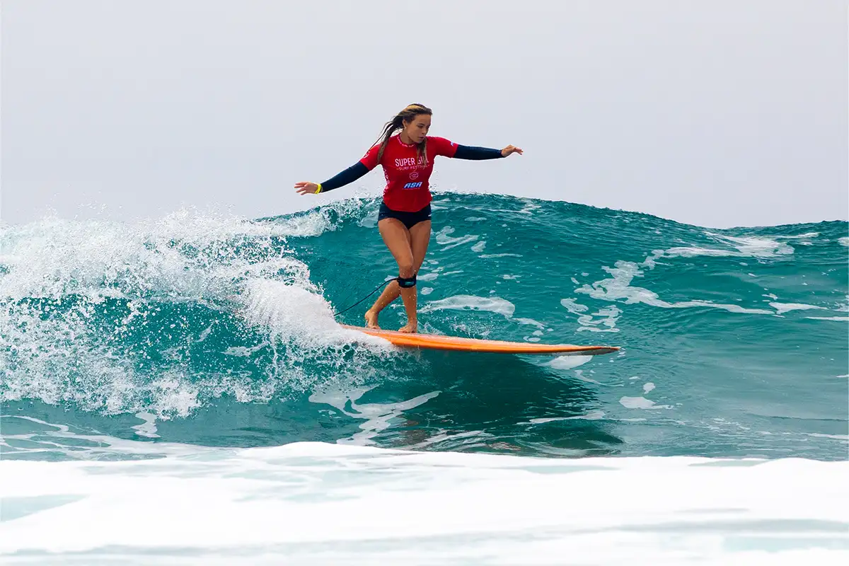 a longboard surfer at the Super Girl Surf Festival