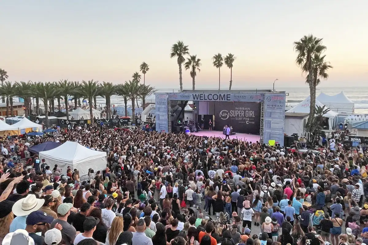 a beach concert at the Super Girl Surf Festival