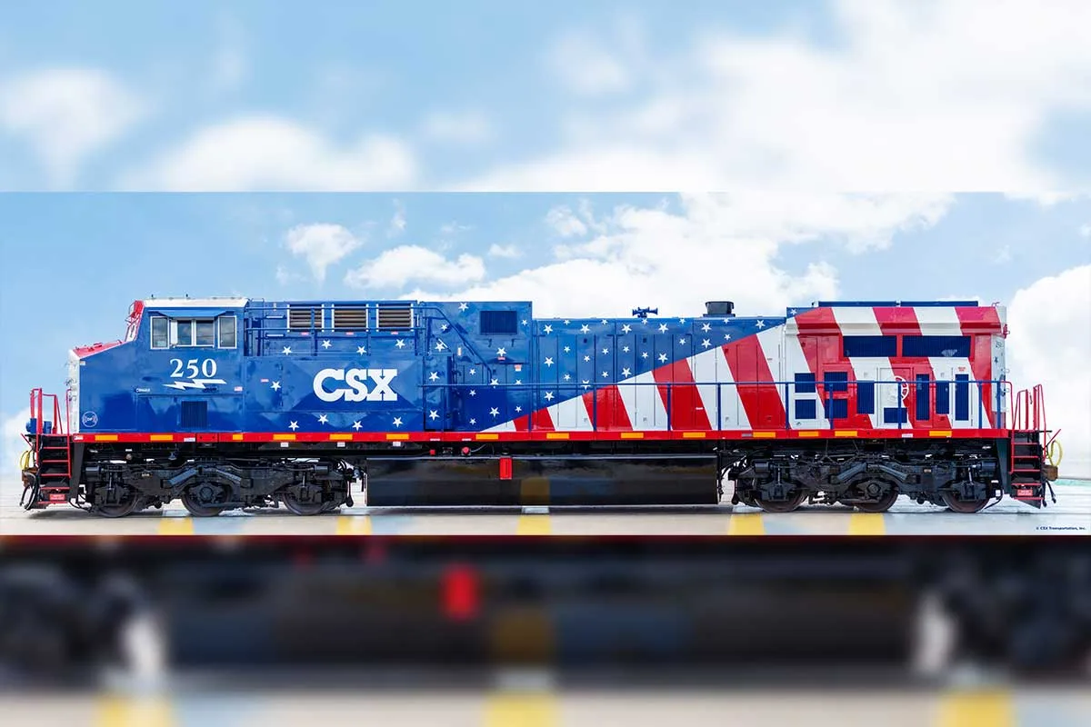 stars and stripes themed CSX train