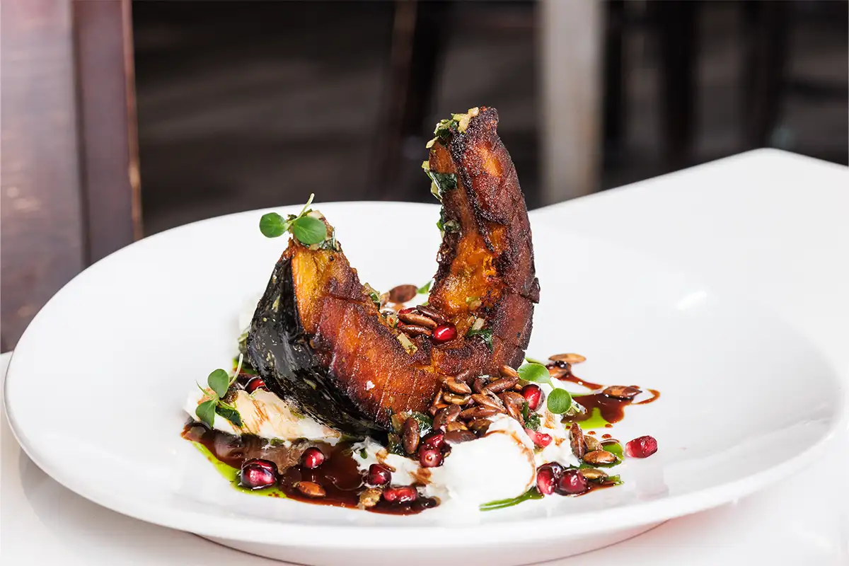 Pan-blackened calabaza squash with burrata from Pikoteo
