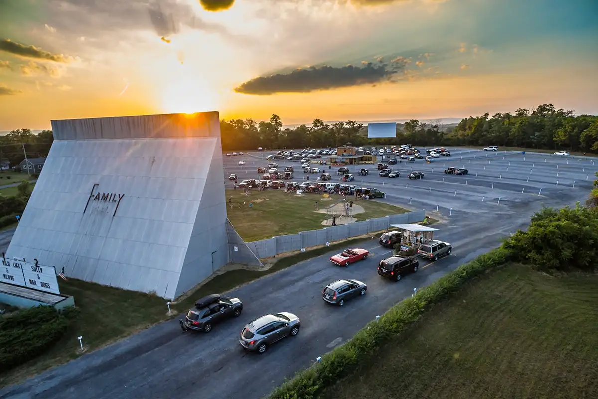 Birds eye view of Historic Route 11 Drive-In Theatre