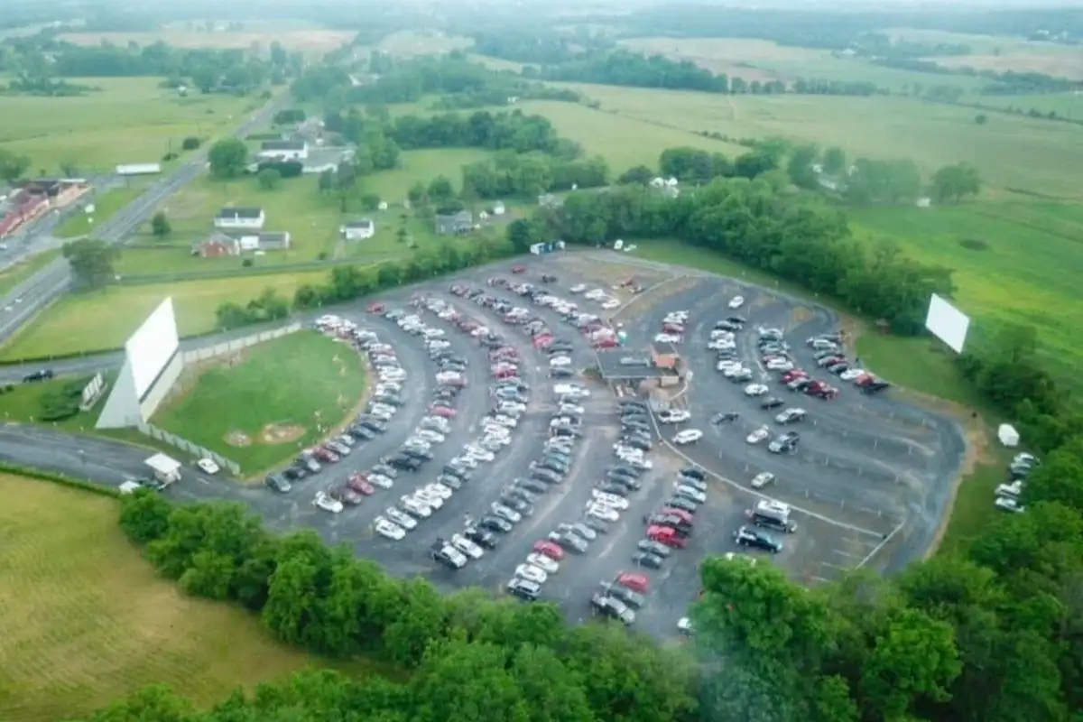 Aerial shot of Historic Route 11 Drive-In Theatre