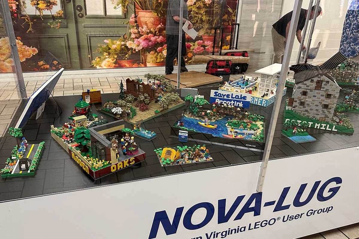 250th anniversary lego display depicting Hidden Oaks and Lake Accotink Park