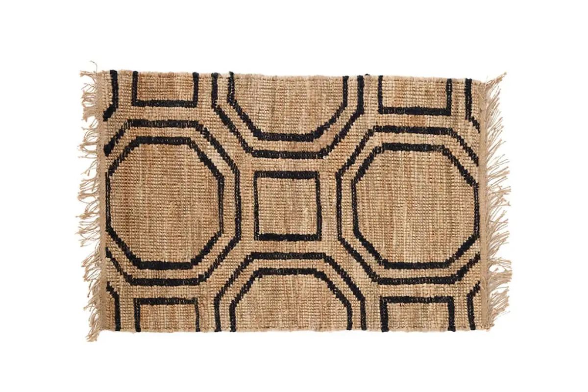 Tan and black rug