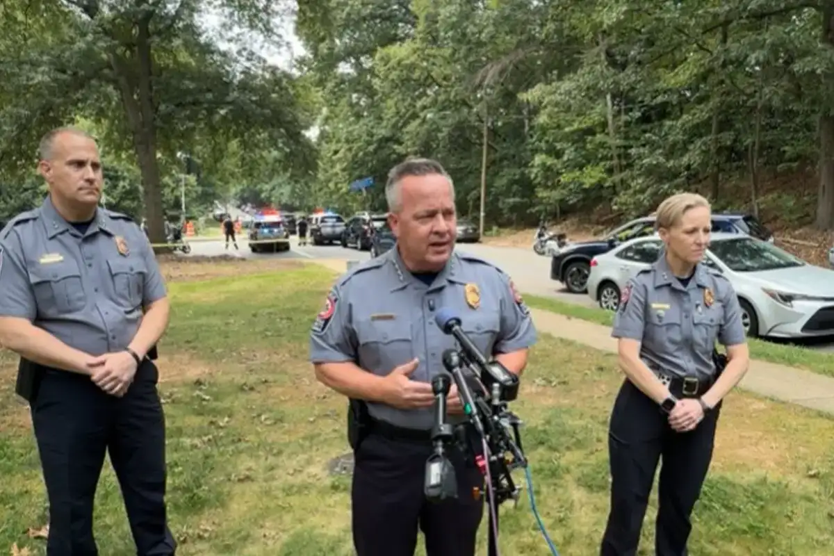 Chief Davis speaks to the press in Annadale