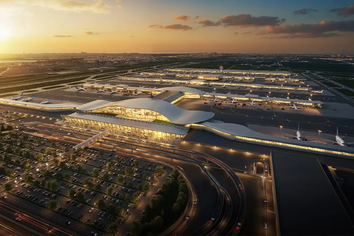 rendering of Dulles Airport new north facade