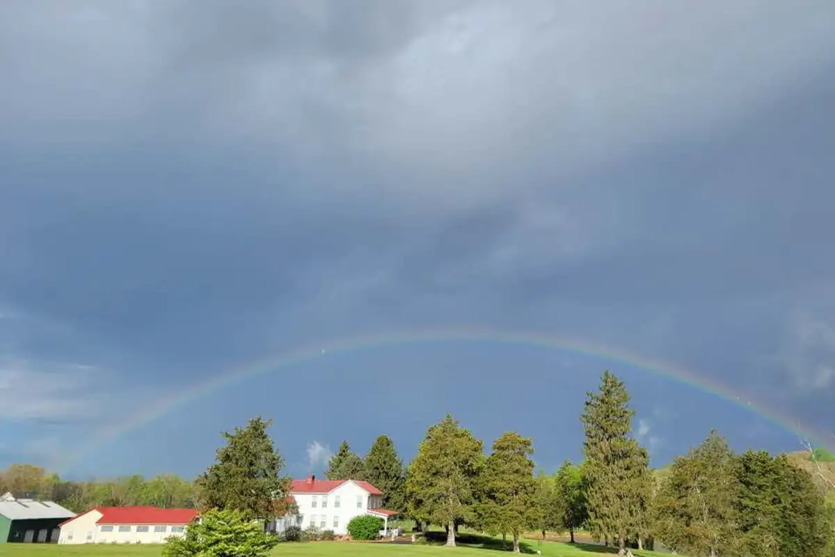 the Granite Heights winery property with a rainbow