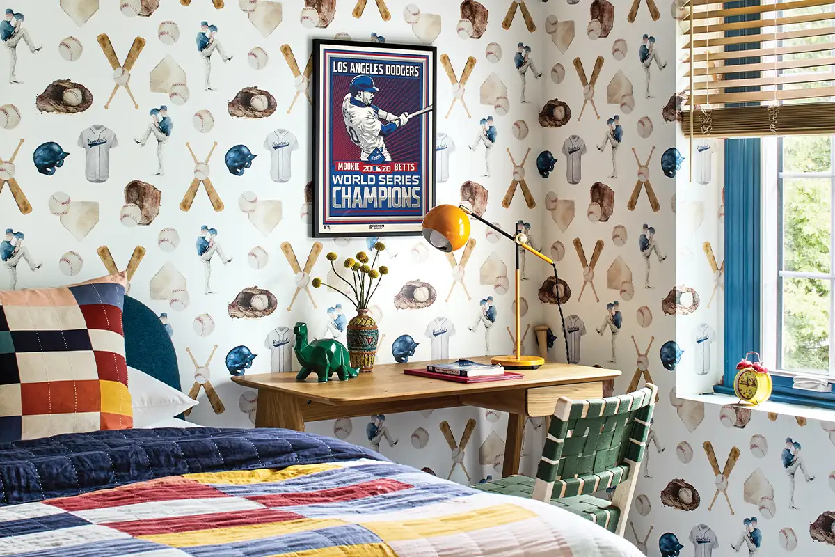 Baseball-themed kids' room