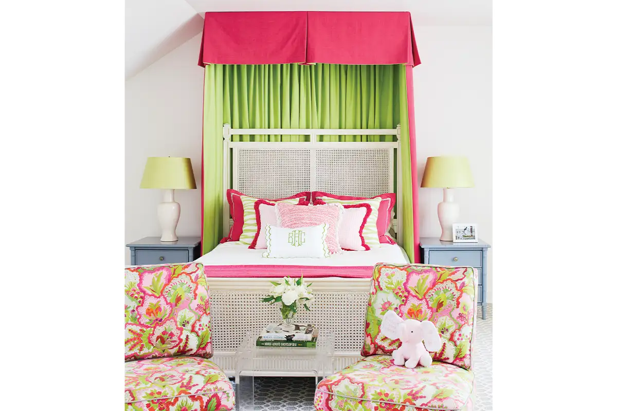 Pink and green kids room