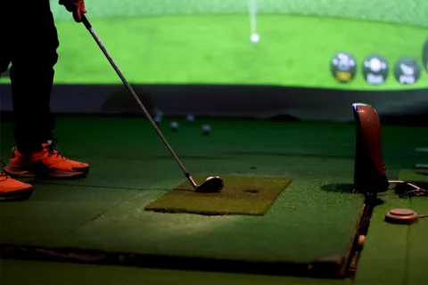 indoor golf simulator close up