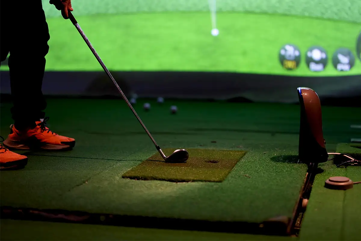 indoor golf simulator close up