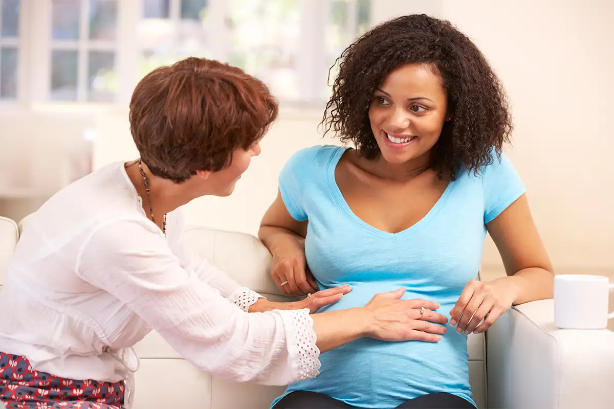 Midwife with a pregnant patient