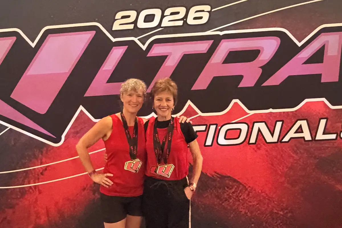 Beck Lane, right, and Alison Combes at the National Deadlift Competition