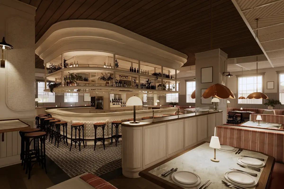 rendering of Ebbitt House main bar