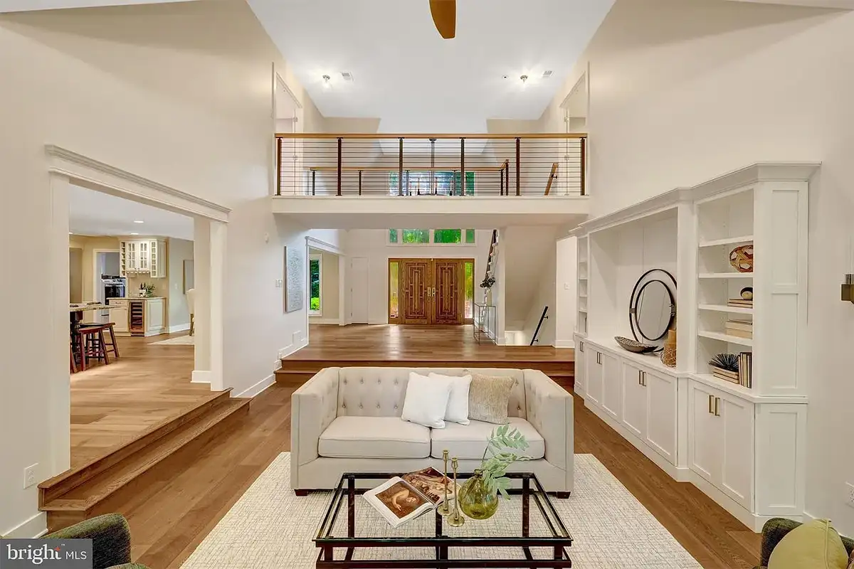 Living room with recessed floor