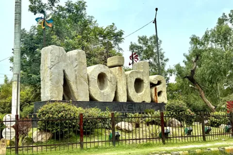 a sign in Greater Noida, India