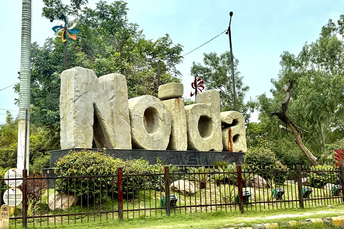 a sign in Greater Noida, India