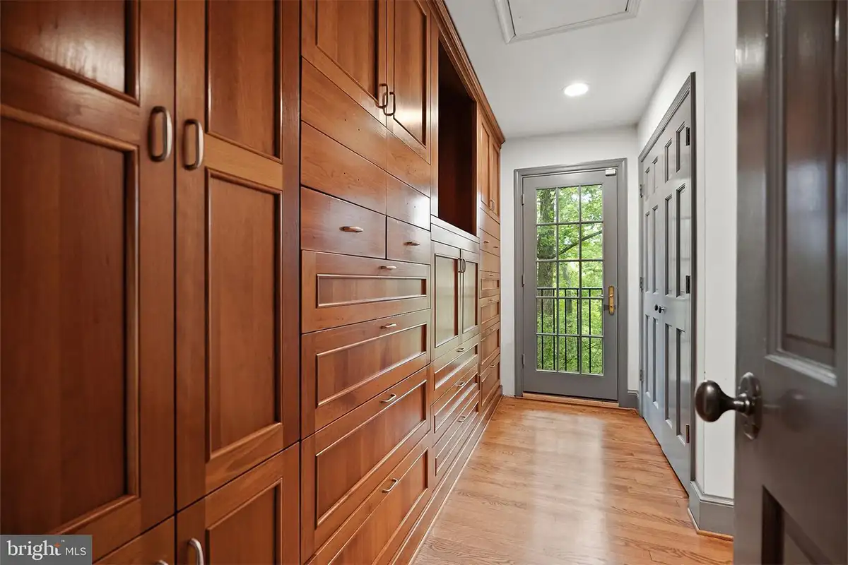 Walk-in closet with built-in drawers