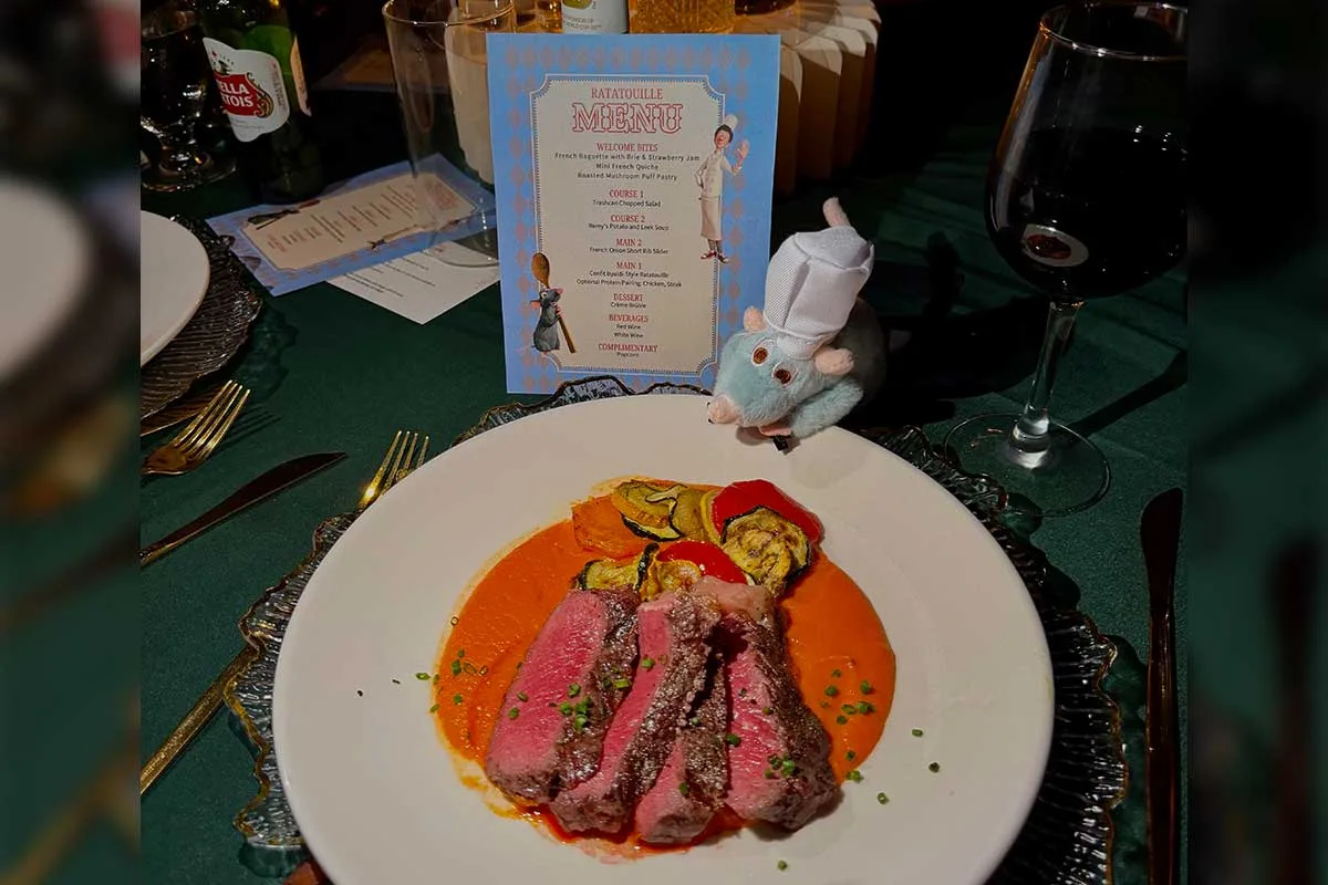plate of ratatouille with stuffed remi and themed menu