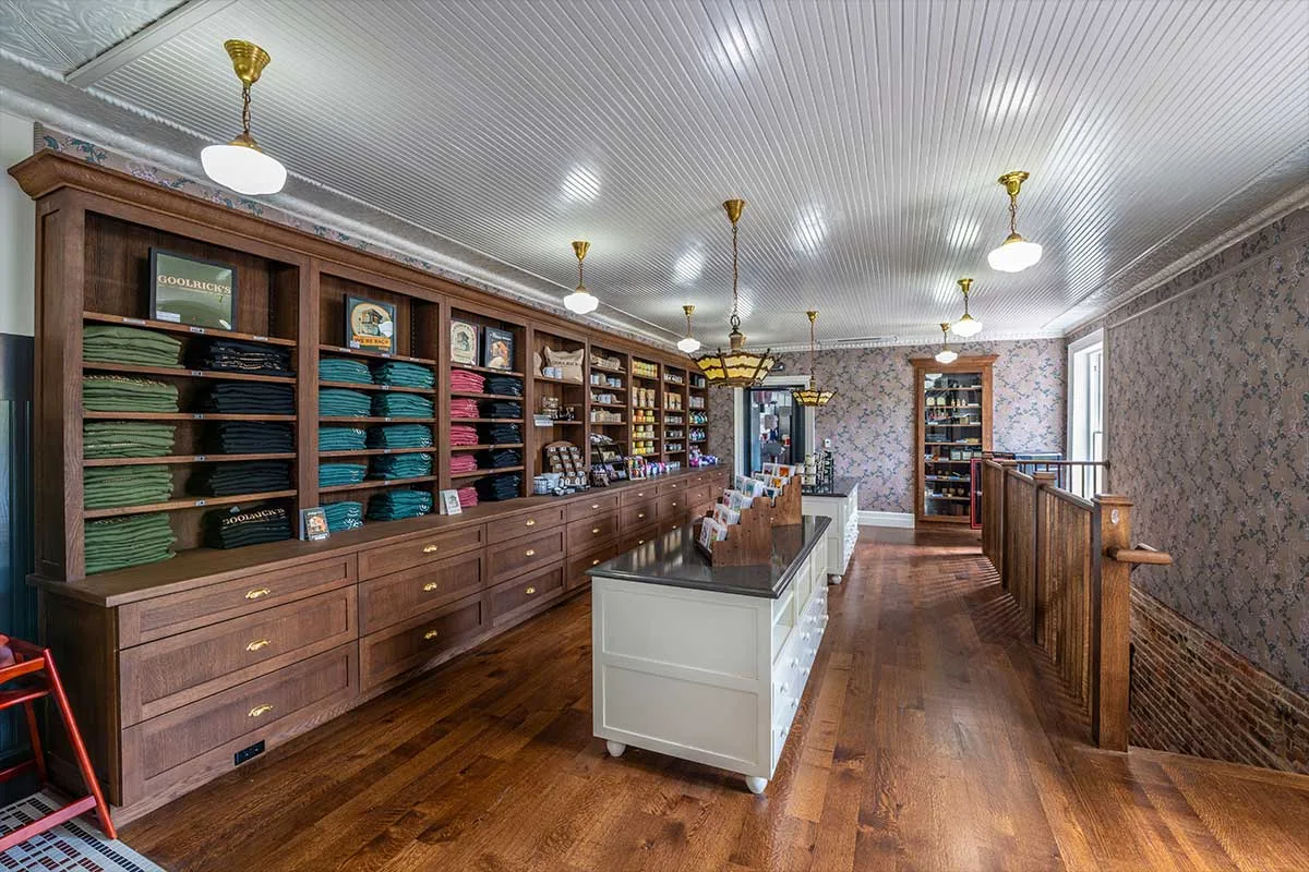 retail area with goolrick's merch
