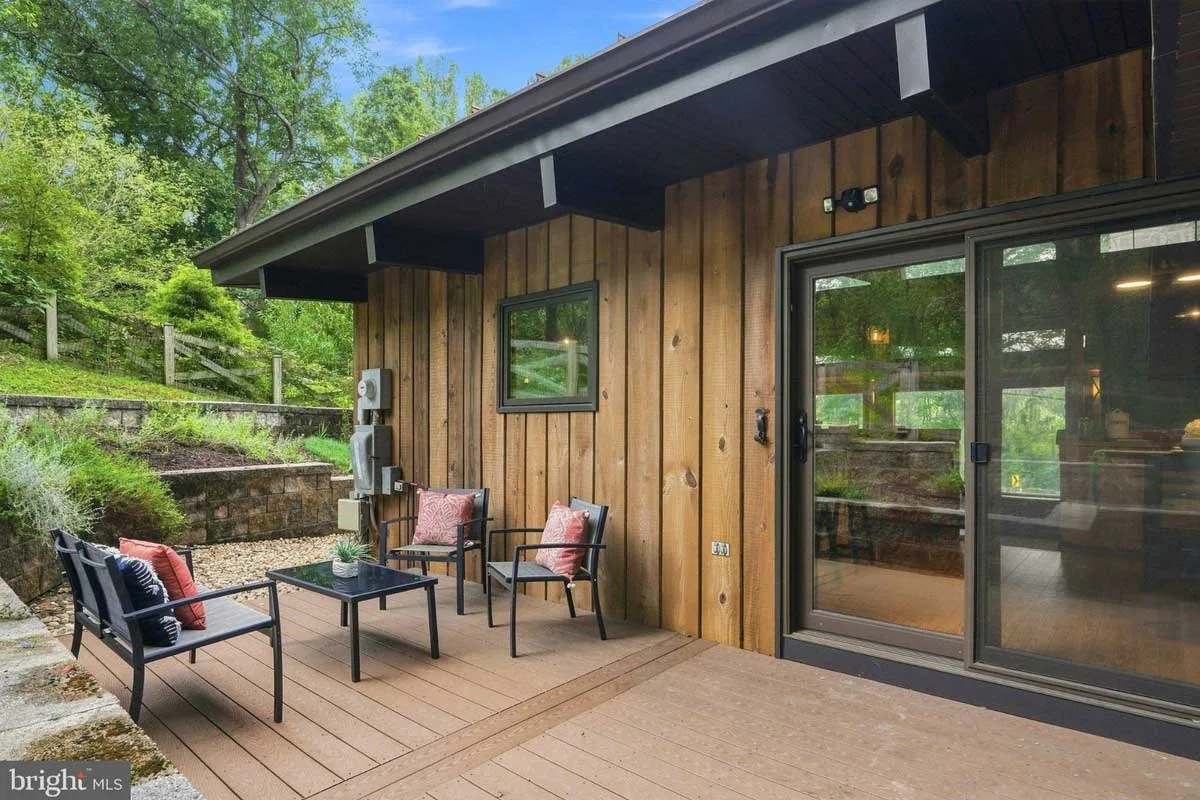 composite deck off backyard