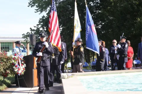 military personnel at a 9/11 anniversary ceremony in Prince William County