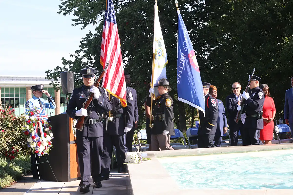 military personnel at a 9/11 anniversary ceremony in Prince William County