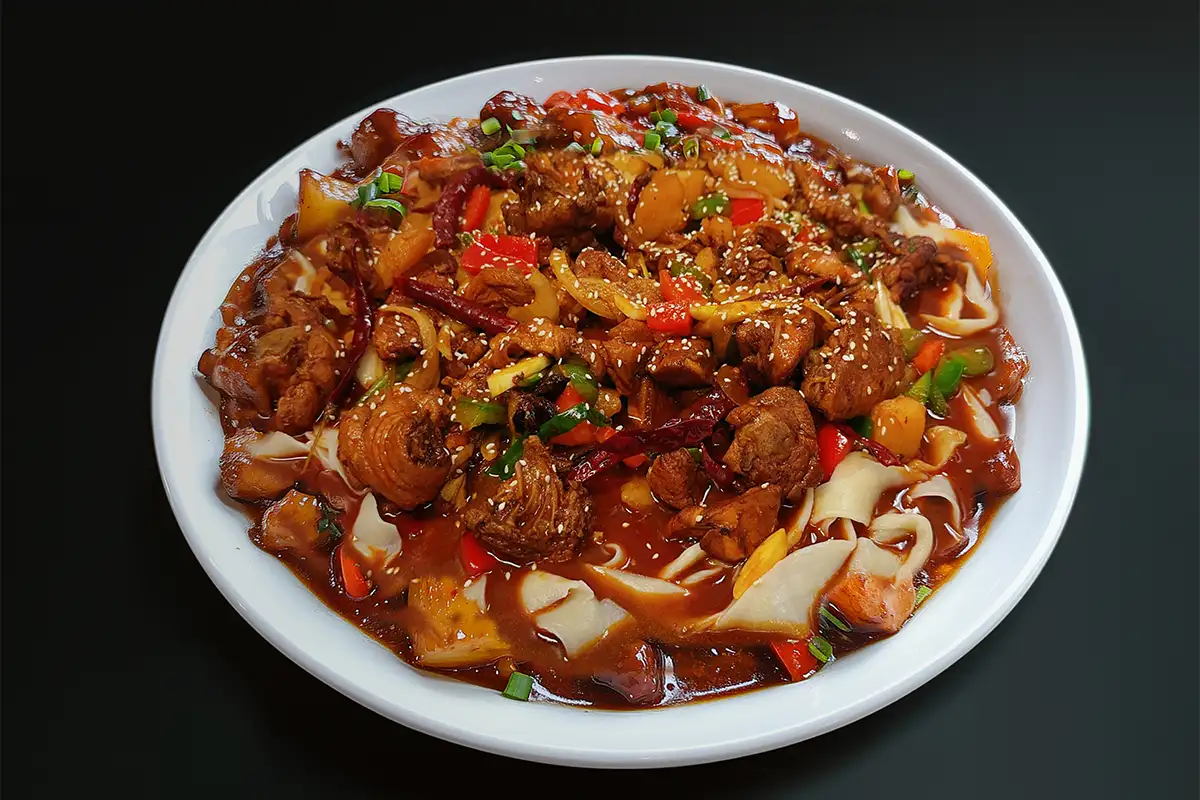 Big Plate Chicken dish at Dolan Uyghur Restaurant