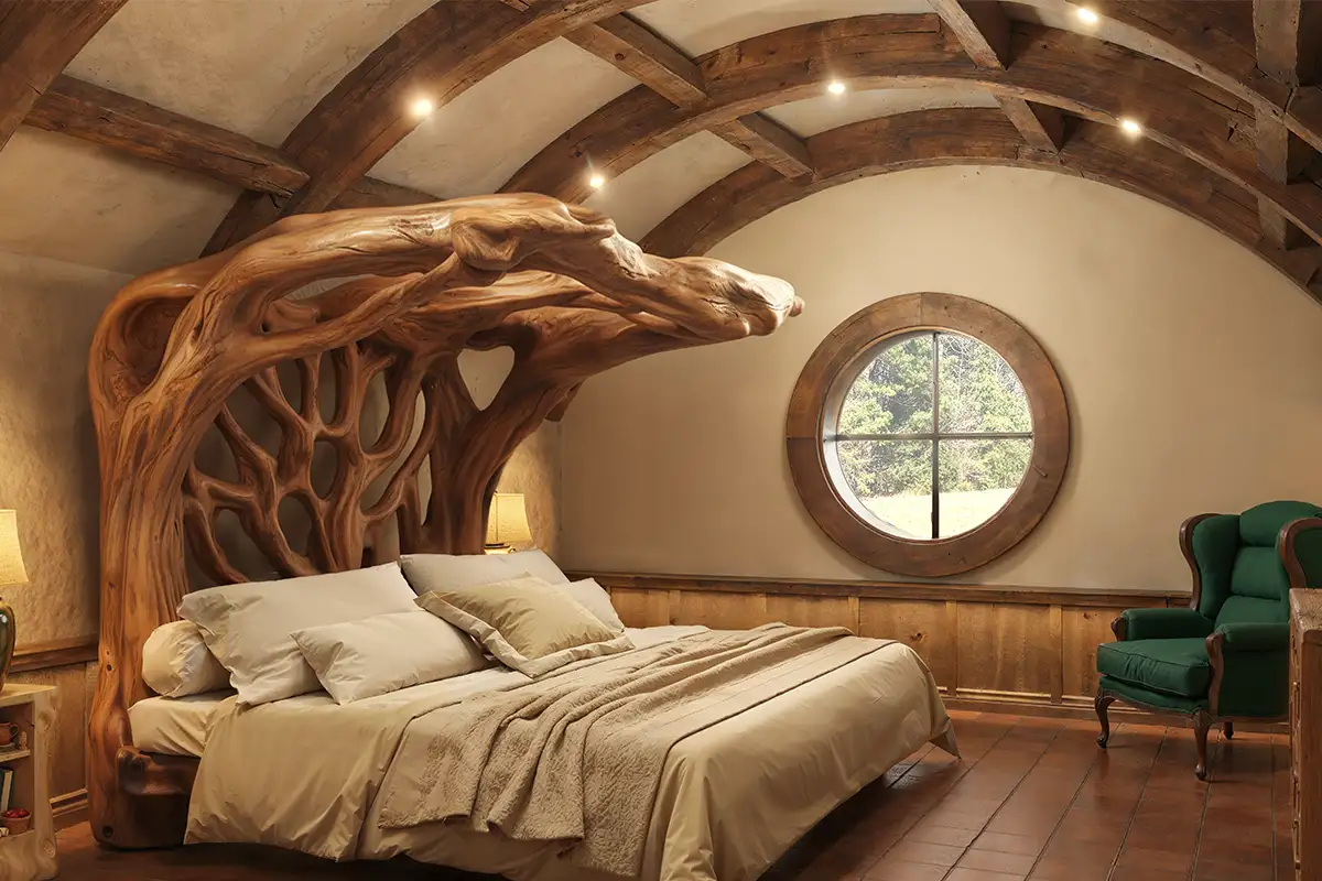 the bedroom at the Faireborough Hobbit house
