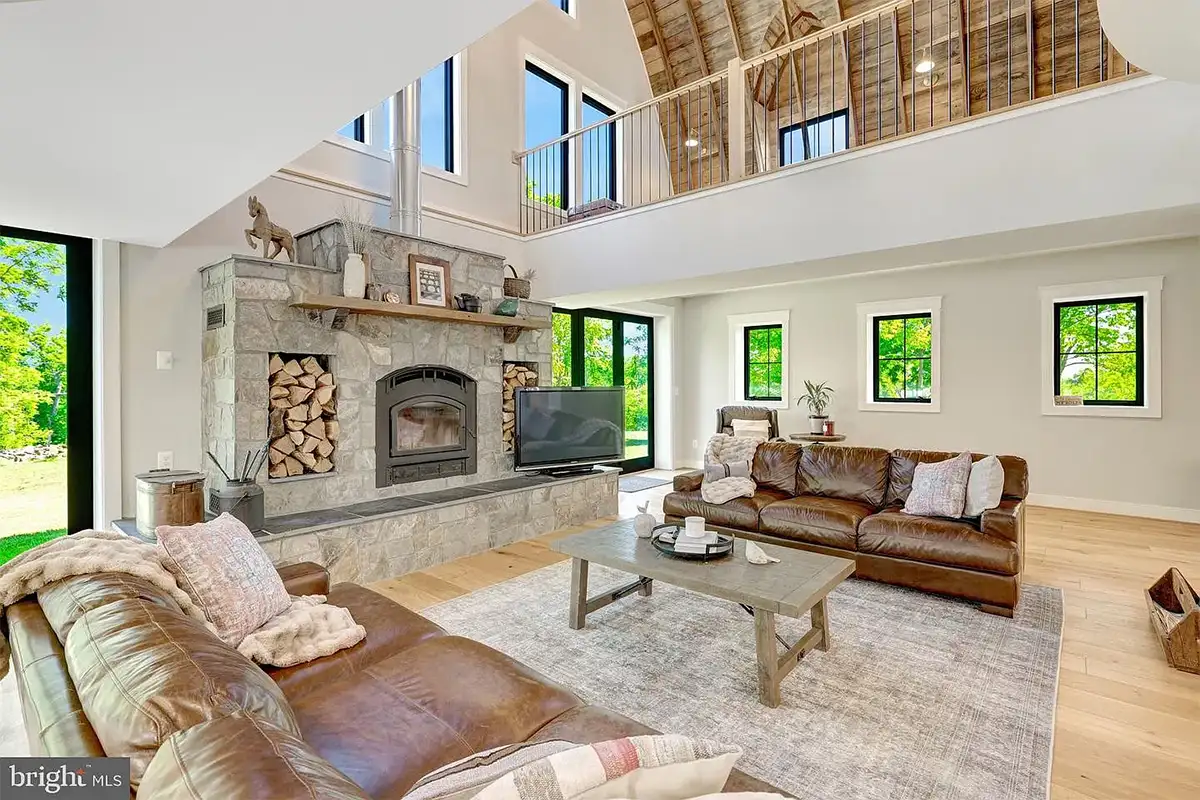 Living room with fireplace