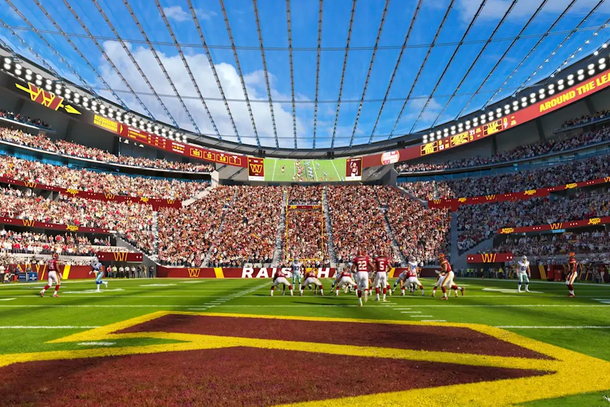 rendering of interior of new Washington Commanders Stadium