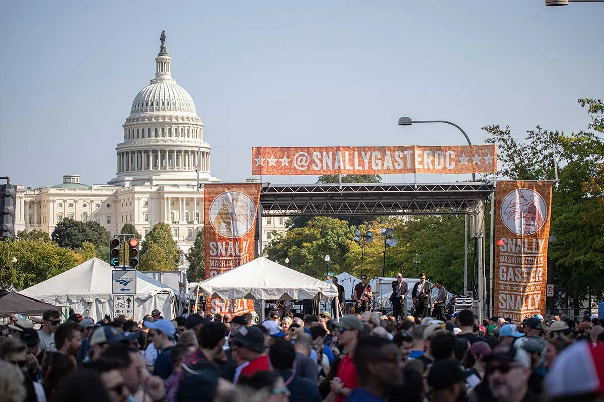 Snallygaster Festival stage with Capitol building in background