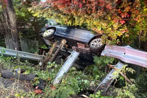 a crash involving a 13-year-old driver showing a vehicle that smashed a guardrail and hit a power pole on the Fairfax County parkway