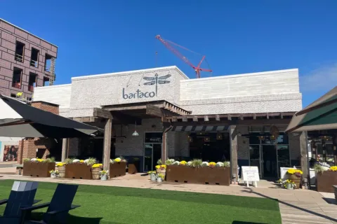 Image of new Mexican cuisine restaurant Bartaco with outdoor bar and turf lawn