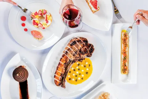 six dishes from Harrimans Grill